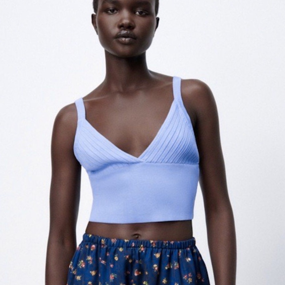 Zara Knit Crop Top in Periwinkle